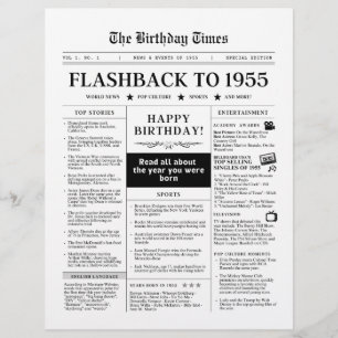 Geboren 1955 Schwarz-Weiß-Mock-Zeitung