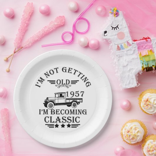 geboren 1957 Vintager Geburtstag Pappteller (Party)