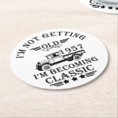 geboren 1957 Vintager Geburtstag Runder Pappuntersetzer (Angewinkelt)