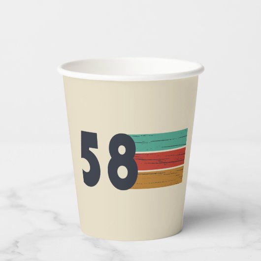 geboren 1958 Vintager Geburtstag Pappbecher (Rückseite)