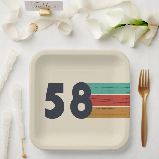 geboren 1958 Vintager Geburtstag Pappteller (Hochzeit)