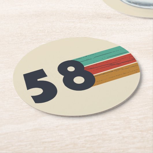 geboren 1958 Vintager Geburtstag Runder Pappuntersetzer (Angewinkelt)