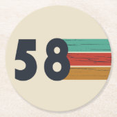 geboren 1958 Vintager Geburtstag Runder Pappuntersetzer (Vorderseite)