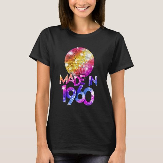 Geboren 1960 Disco Queen 70er 80er Birthday T-Shirt (Vorderseite)