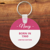 Geboren 1960 Geburtstag belebend Schlüsselanhänger (Rückseite)