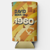 Geboren 1960 - Geometrisches Design - Retro-60er - Selters Dosenkühler (Vorderseite)