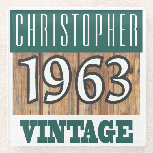 Geboren 1962 Vintages Geburtstagsgeschenk Glasuntersetzer (Vorderseite)