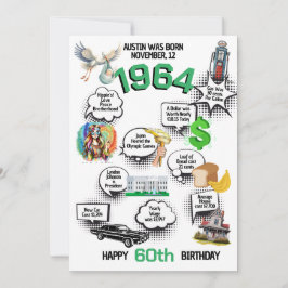 Geboren 1964 Fun Facts Flat Birthday Einladung