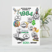 Geboren 1964 Fun Facts Flat Birthday Einladung (Stehend Vorderseite)