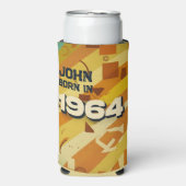 Geboren 1964 - Geometrisches Design - Retro-60er - Selters Dosenkühler (Seltzer Vorderseite)