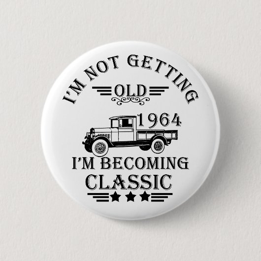 geboren 1964 Vintager Geburtstag Button (Vorderseite)