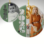 Geboren 1965 60. Geburtstagsgeschenk Keramik Ornament<br><div class="desc">Dieses hübsche Ornament ist ein großartiges 60. Geburtstagsgeschenk für die geborenen von 1965. Auf der einen Seite können Sie ein altes Baby-Foto und auf der anderen ein neueres Foto hinzufügen. Es hat auch Platz für Sie,  um Text oder eine Nachricht auf jeder Seite hinzuzufügen.</div>