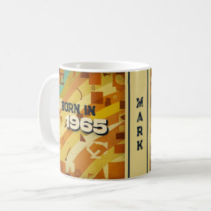 Geboren 1965 Name Tasse - 60er Retro Geometric Des