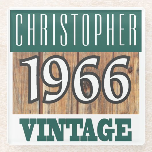 Geboren 1966 Personalisierter Untersetzer aus Glas (Vorderseite)