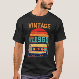 Geboren 1966 Vintag Est 1966 Kassette 55. Geburtst T-Shirt