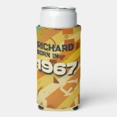 Geboren 1967 - Geometrisches Design - Retro-60er - Selters Dosenkühler (Seltzer Vorderseite)