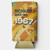 Geboren 1967 - Geometrisches Design - Retro-60er - Selters Dosenkühler (Vorderseite)