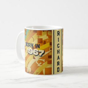 Geboren 1967 Name Tasse - 60er Retro Geometric Des