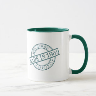 Geboren 1969 Grüne Runde Gummi Briefmarke Tasse