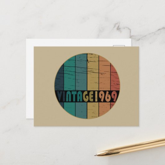 Geboren 1969 Vintage Geburtstagsgeschenke Feiertagspostkarte (Vorderseite/Rückseite Beispiel)