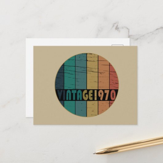 Geboren 1970 Vintage Geburtstagsgeschenke Feiertagspostkarte (Vorderseite/Rückseite Beispiel)
