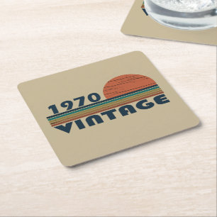 Geboren 1970 Vintage Geburtstagsgeschenke Rechteckiger Pappuntersetzer