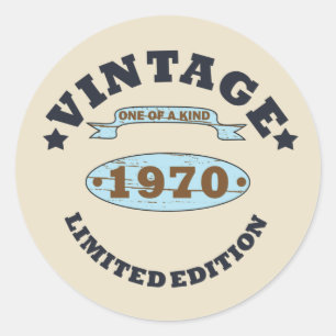 geboren 1970 Vintage Geburtstagsgeschenke Runder Aufkleber