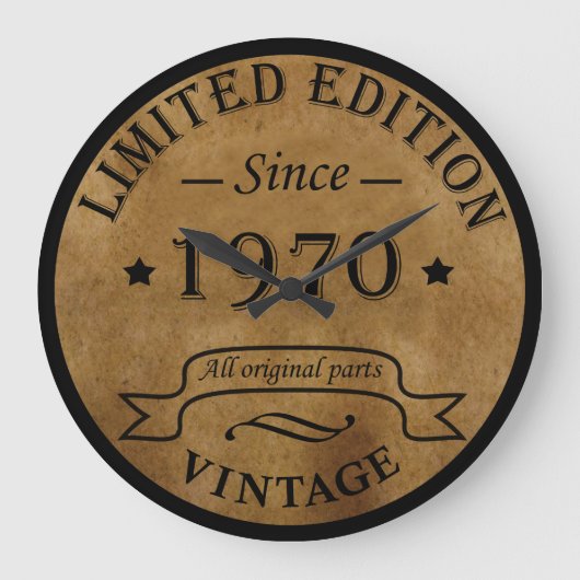 Geboren 1970 Vintager Geburtstag Große Wanduhr (Vorderseite)