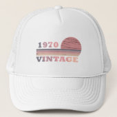 Geboren 1970 Vintager Geburtstag lila rosa Truckerkappe (Vorderseite)