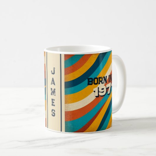 Geboren 1971 Persönliche Umarmung - 70er Groovy St Kaffeetasse (VorderseiteRechts)