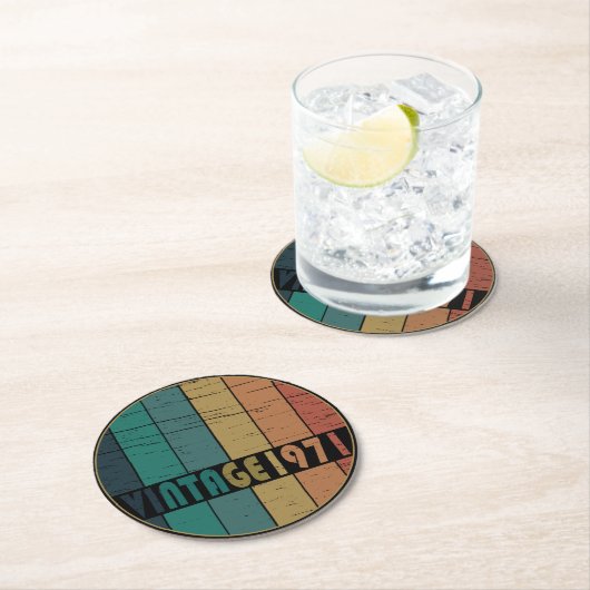 Geboren 1971 Vintager Geburtstag Runder Pappuntersetzer (Vor Ort)