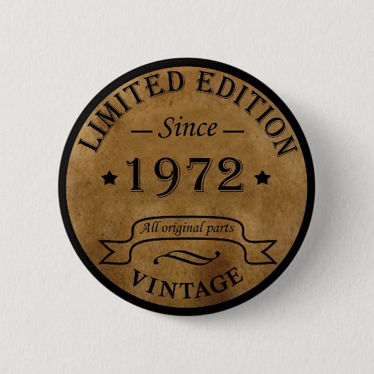 geboren 1972 Vintager Geburtstag Button (Vorderseite)