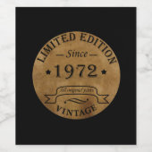 geboren 1972 Vintager Geburtstag Weinetikett (Einzelnes Label)