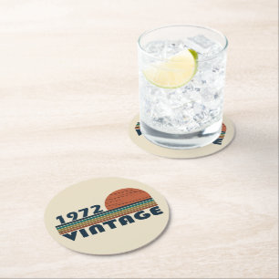 geboren 1972 Vintages Geburtstagsgeschenk Runder Pappuntersetzer