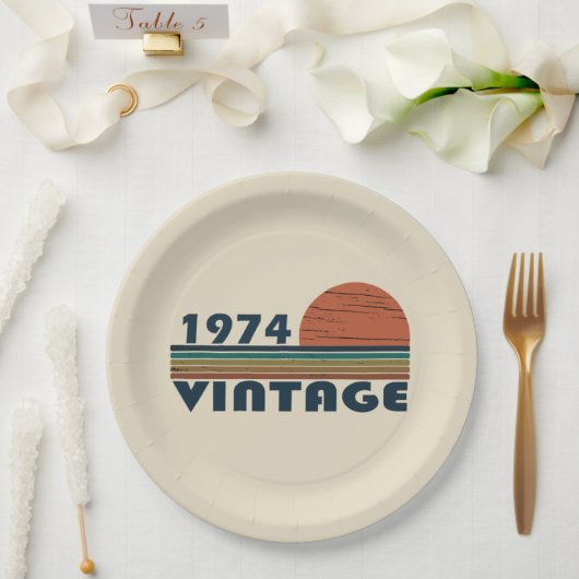 Geboren 1974 Vintage 50. Geburtstagsparty Pappteller (Hochzeit)