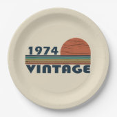 Geboren 1974 Vintage 50. Geburtstagsparty Pappteller (Vorderseite)