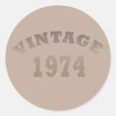 Geboren 1974 Vintage 50. Geburtstagsparty Runder Aufkleber (Vorderseite)