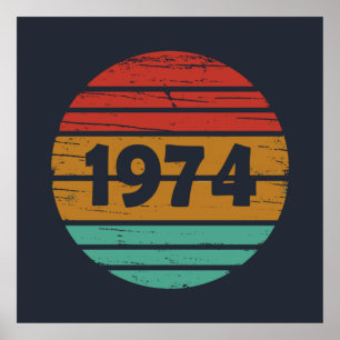 Geboren 1974 Vintage Geburtstagsparty Poster