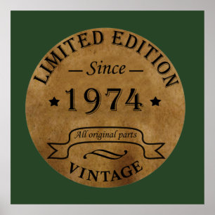 Geboren 1974 Vintager Klassiker Poster