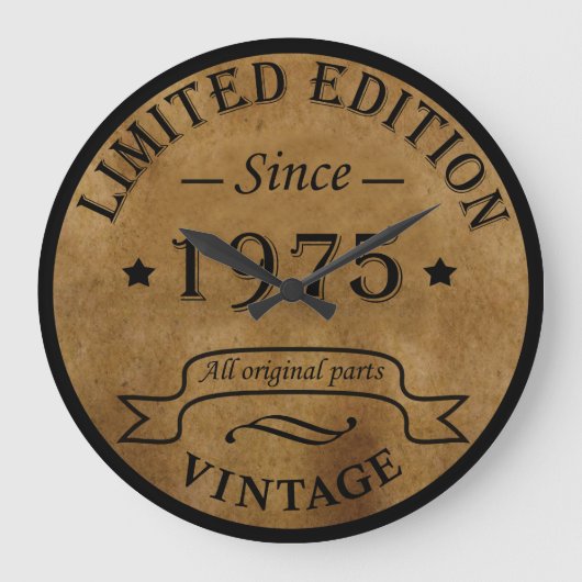 Geboren 1975 Vintag 50. Geburtstag Große Wanduhr (Vorderseite)