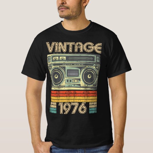 Geboren 1976 Radio Retro, 1976 Geburtstagsgeschenk T-Shirt (Vorderseite)