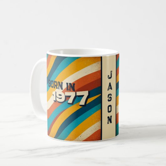 Geboren 1977 Personalisierte Mug - 70er Groovy Str Kaffeetasse (Vorderseite Links)