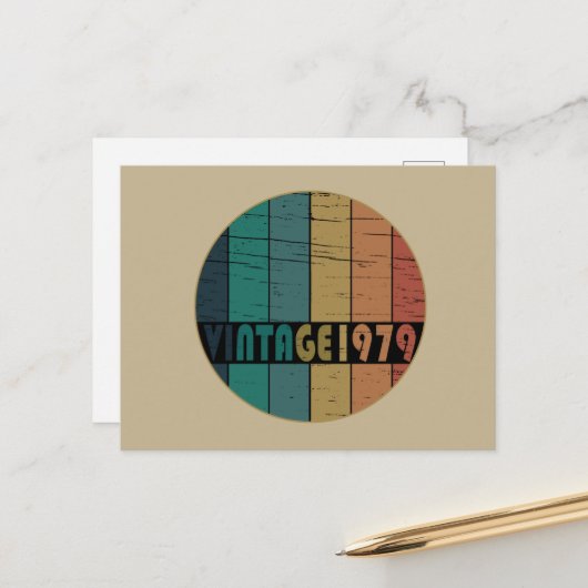 geboren 1979 Vintager Geburtstag Feiertagspostkarte (Vorderseite/Rückseite Beispiel)