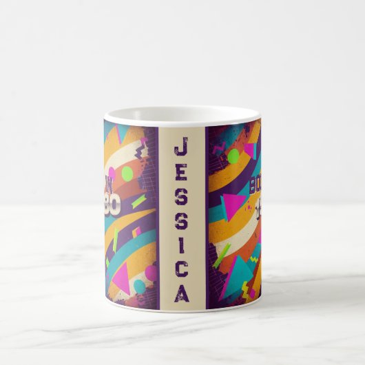 Geboren 1980 Personalisierte Mug - 80er Neon Geome Kaffeetasse (Mittel)