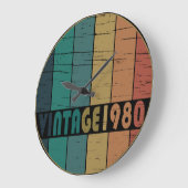 Geboren 1980 Vintager Geburtstag Große Wanduhr (Winkel)