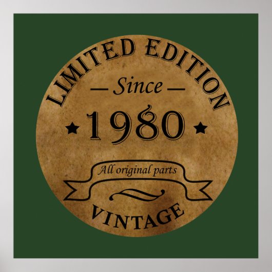 Geboren 1980 Vintager Geburtstag Poster (Vorne)