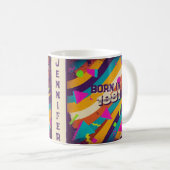 Geboren 1981 Personalisierte Mug - 80er Neon Geome Kaffeetasse (VorderseiteRechts)