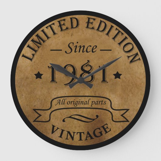 Geboren 1981 Vintager Geburtstag Große Wanduhr (Vorderseite)