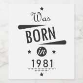 Geboren 1981 Weinetikett - Vintag 45. Geburtstag (Einzelnes Label)