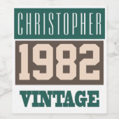 Geboren 1982. 1982 Geburtsjahr des Weinetiketts Weinetikett (Einzelnes Label)